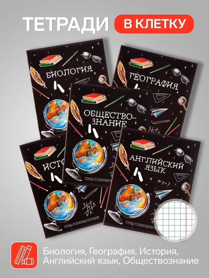 Набор предметных тетрадей Calligrata &laquo;Доска&raquo;, 12 предметов, 48 листов, со справочным материалом, обложка из мелованного картона