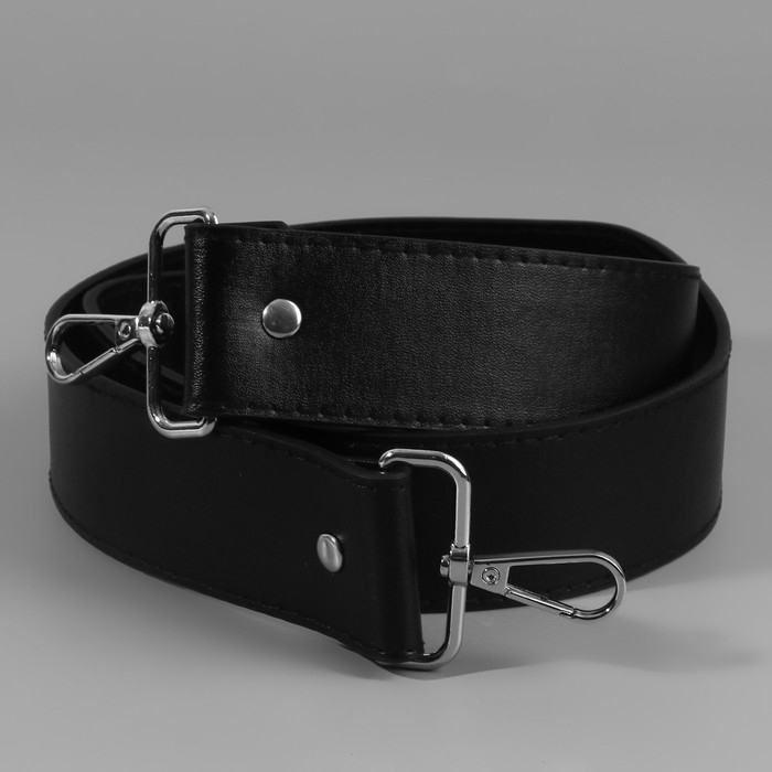 Ручка для сумки, с карабинами, 100 ± 1 см × 4 см, цвет чёрный Ручка для сумки, с карабинами, 100 ± 1 см × 4 см, цвет чёрный