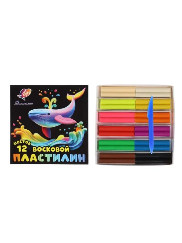 Пластилин мягкий (восковой) &laquo;Луч. Фантазия&raquo;, 12 цветов, 180 г, со стеком, МИКС