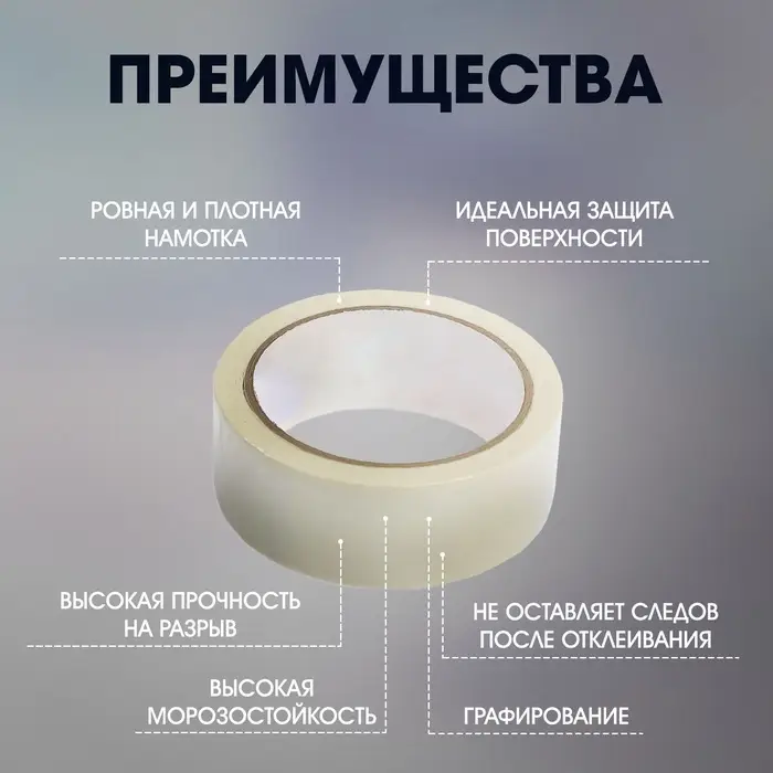 Лента малярная ТУНДРА, самоклеящаяся, бумажная основа, 120 мкм, 19 мм × 25 м