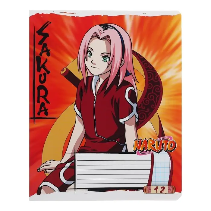 Тетрадь 12 листов в клетку, Naruto, обложка мелованный картон, МИКС Тетрадь 12 листов в клетку, Naruto, обложка мелованный картон, МИКС