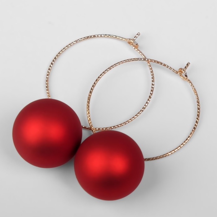 Серьги ассорти «Снежок» в кольце, цвет красный в золоте Серьги ассорти «Снежок» в кольце, цвет красный в золоте