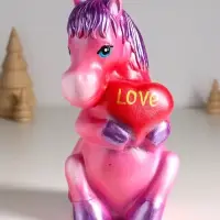 Копилка "Лошадь с сердцем" 24 см, розовый