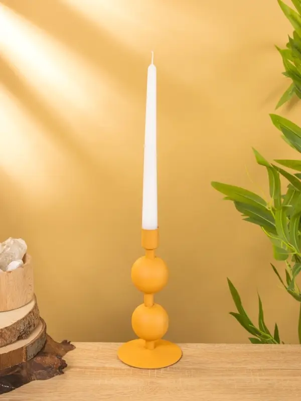 Подсвечник на 1 свечу «Песок», с 2 сферами, 8.5×8.5×18+/- 1 см