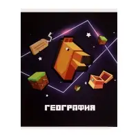 Тетрадь предметная 36 листов в клетку Calligrata «Пиксели. География», обложка мелованный картон