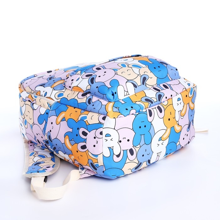 Рюкзак школьный из текстиля на молнии, 3 кармана, пенал, цвет голубой/разноцветный