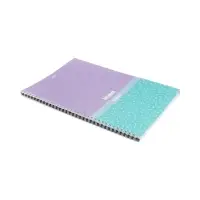 Тетрадь 80 листов в клетку Hatber &laquo;Скобочки&raquo;, на гребне, ламинация Soft-touch, перфорация на отрыв, цветной срез, блок офсет 60-65 г/м&sup2;, МИКС 2 вида