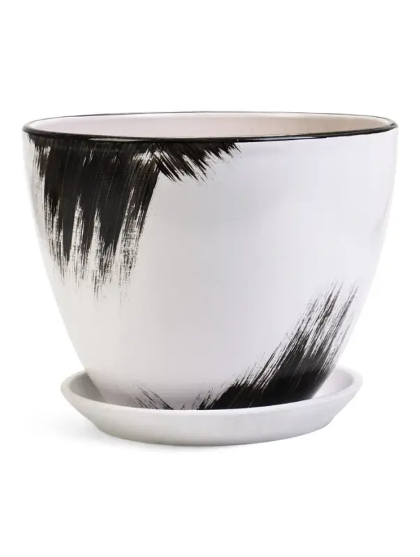 Горшок цветочный поддоном  8 л,  керамика, Штрих (М) Горшок цветочный поддоном  8 л,  керамика, Штрих (М)