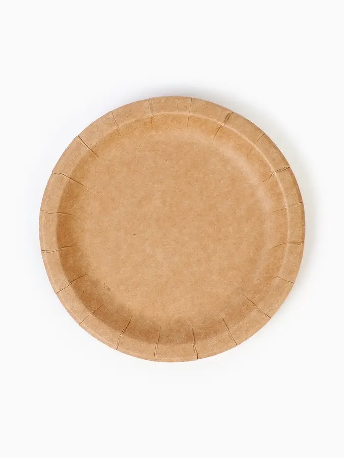 МП Тарелка одноразовая "Крафт" с бортом, картон, 18 см  (50 шт.)