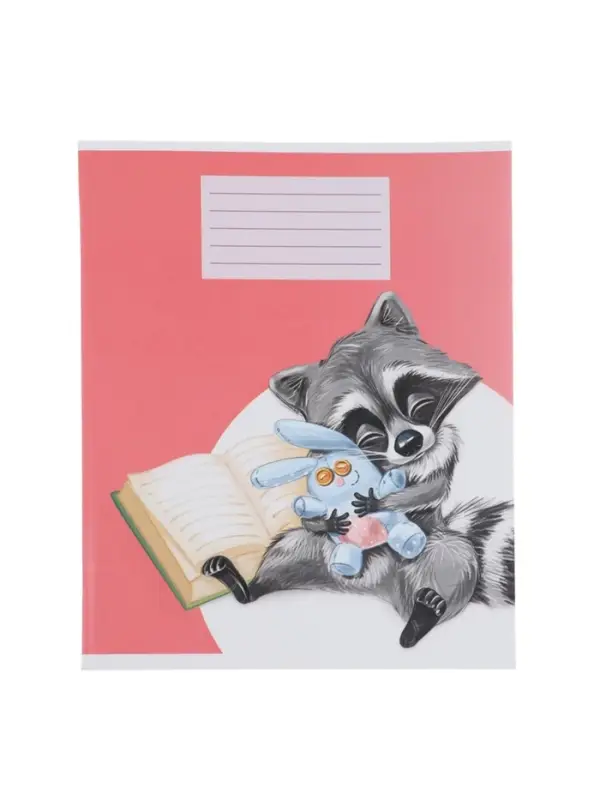 Комплект тетрадей из 10 штук, 18 листов в клетку Calligrata "Еноты", обложка мелованный картон, ВД-лак, блок офсет, 5 видов по 2 штуки