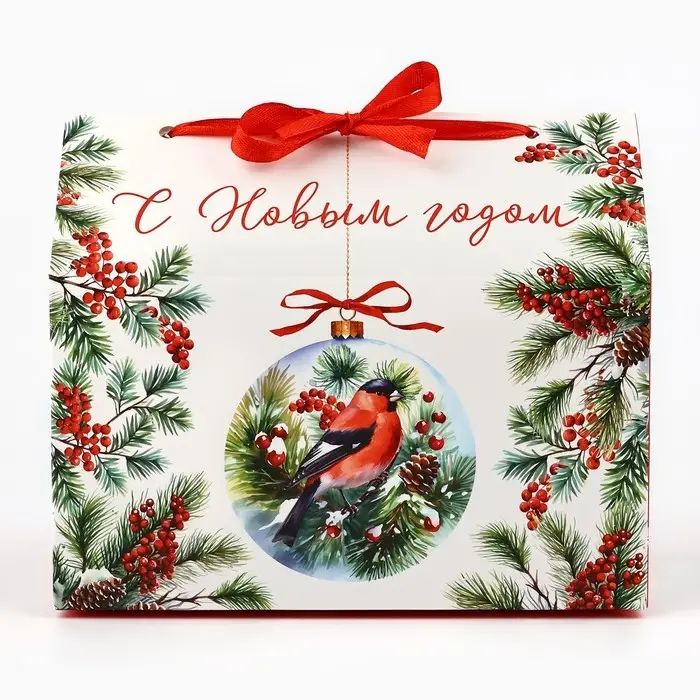 Коробка для сладостей «С Новым годом», снегирь, 10 х 18 х 14 см Коробка для сладостей «С Новым годом», снегирь, 10 х 18 х 14 см