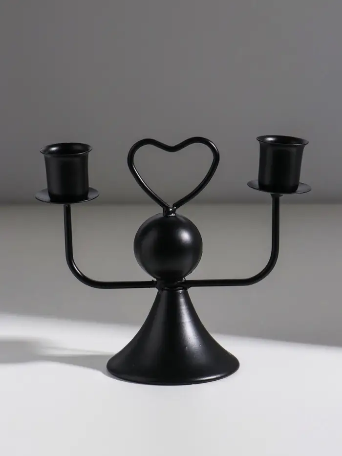 Подсвечник на 2 свечи &laquo;Сердечко&raquo;, d=2.5 см, чёрный, 14&times;7&times;12 см
