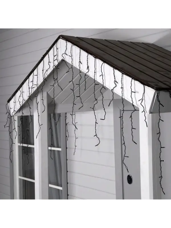 Гирлянда &laquo;Бахрома&raquo; 3&times;0.6 м, IP44, УМС, тёмная нить, 160 LED, свечение тёплое белое, 220 В