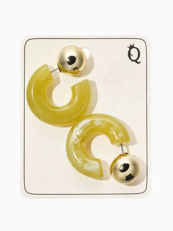 Серьги акрил &laquo;Полукольцо с бусиной №14&raquo;, зелёные, болотные в золоте