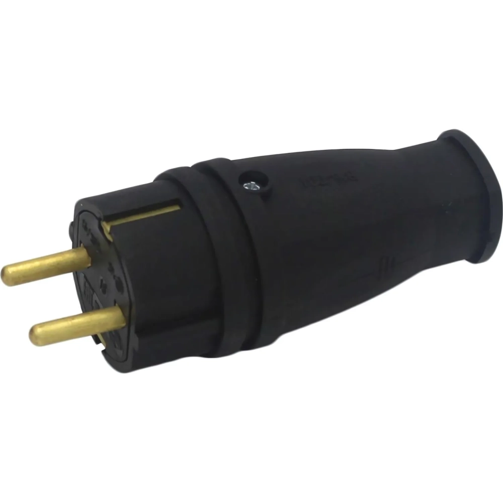 Вилка для розетки прямая В16-001, каучук, чер, с зазем, 16А,IP44,250В,УХЛ3