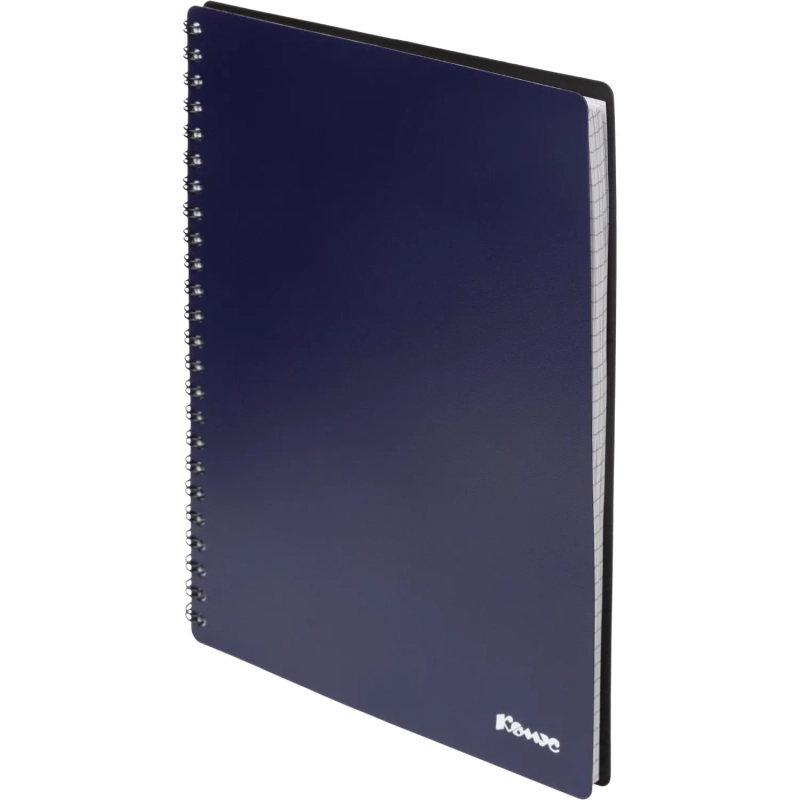 Бизнес-тетрадь Комус А5 60л, кл., обл.пластик, спираль, синяя Classic