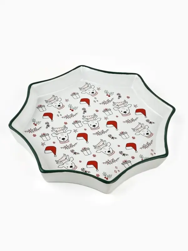 Блюдо керамическое &laquo;Новогодние олени&raquo;, 21&times;21&times;3 см, ручная работа