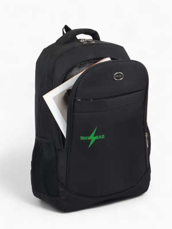 Рюкзак молодёжный на молниях, 4 кармана, 35&times;18&times;50 см, чёрный