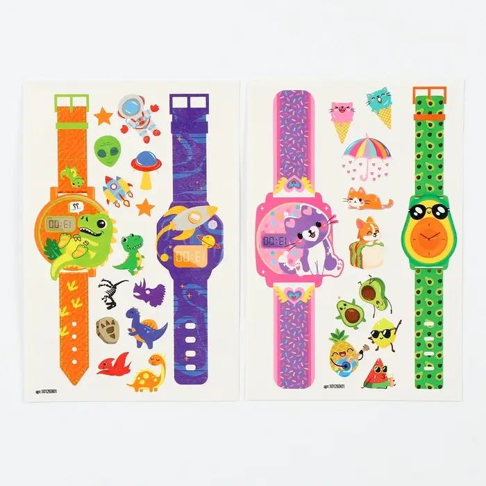 Переводные татуировки детские &laquo;Часики&raquo;, тату &mdash; 2 листа