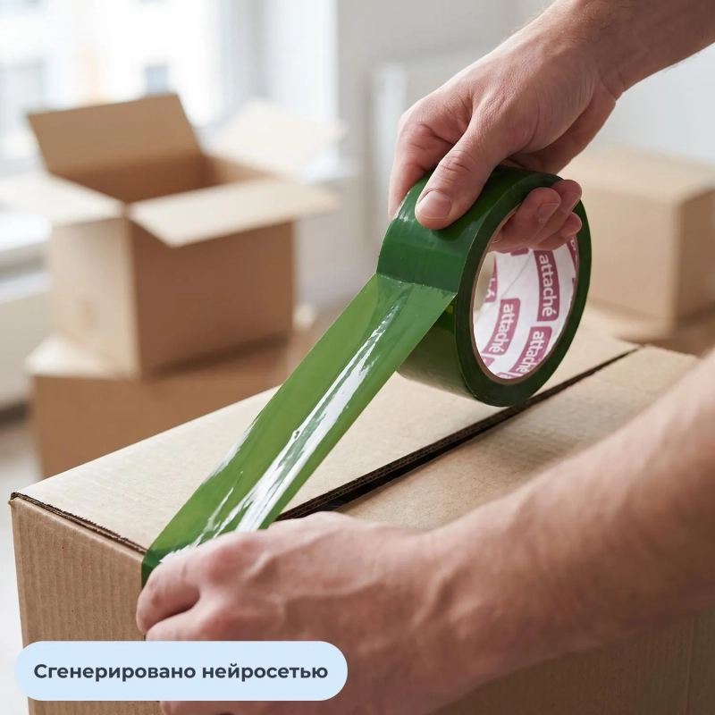 Клейкая лента одностор. упаковоч. ATTACHE 48мм х 66м 45мкм зеленый