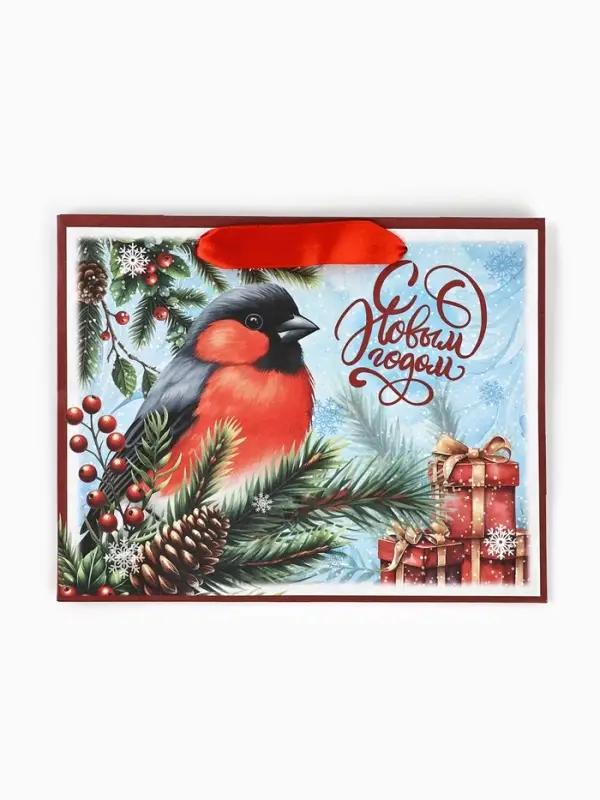 Пакет подарочный крафтовый, &laquo;С Новым Годом&raquo;, 23&times;18&times;10 см