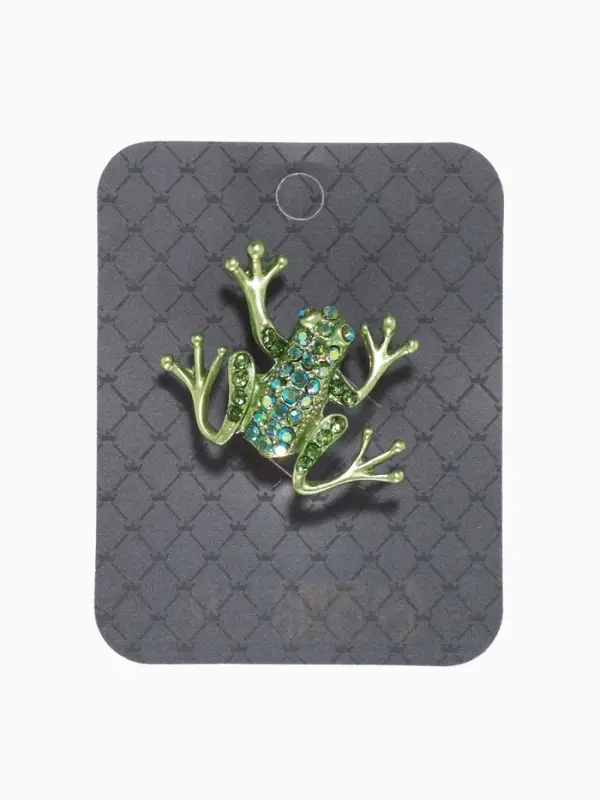 Брошь &laquo;Лягушка&raquo;, волшебная, зелёная в золоте