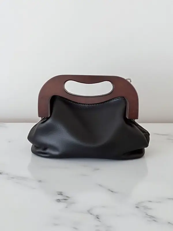 Ручка-фермуар для сумки, деревянная, на магнитах, с креплением, 27&times;12&times;2.5 см, коричневая