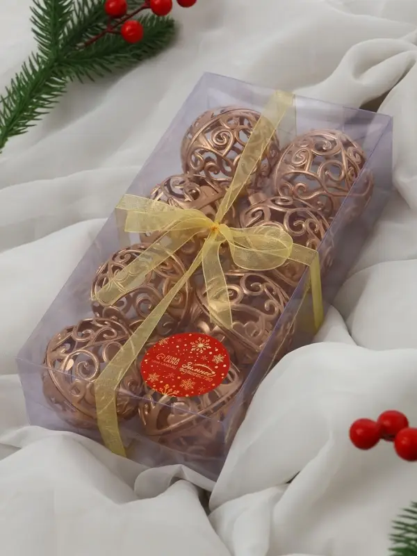 Ёлочные игрушки &laquo;Морозец&raquo;, шары новогодние, d=6 см, 8 шт., золотистые