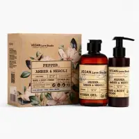 Набор женский VEGAN.Love.Studio "Pepper, Amber, Neroli": гель для душа 300 мл + крем-лосьон 150 мл 1
