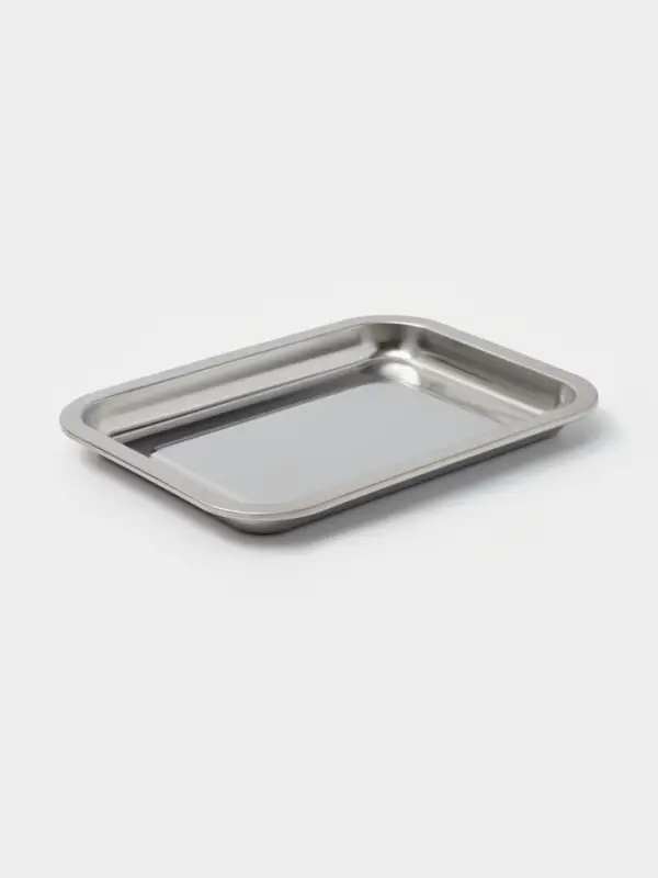 Противень, 27&times;20 см, h=2 см, AISI 410, толщина 0.4 мм, нержавеющая сталь, хромированный