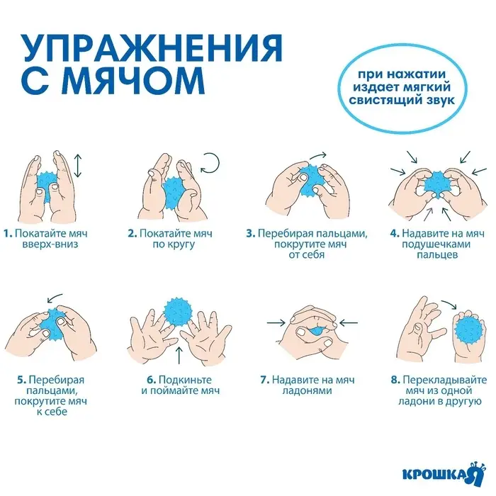Развивающий тактильный мячик Крошка Я &laquo;Акула&raquo;, с пищалкой, 1 шт.