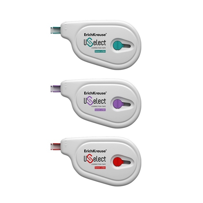 Корректирующая лента 5 мм х 6 м, ErichKrause Uselect, с поворотным аппликатором, блистер, микс