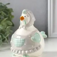 Сувенир керамика "Курочка-наседка в серо-бирюзовом переднике и косынке" 10х7,9х10,4 см