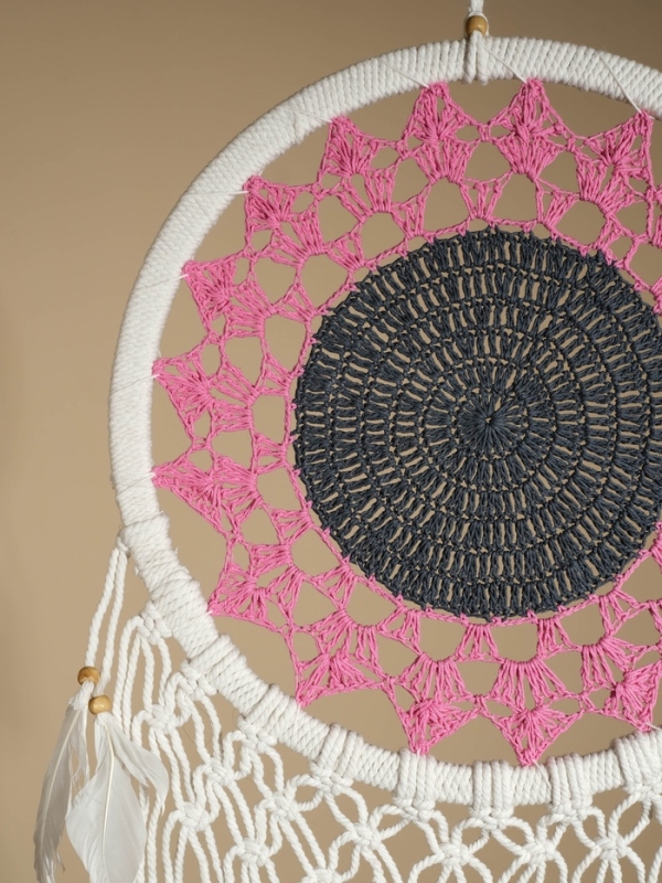 Ловец снов "Розовый подсолнух" 32х90 см.