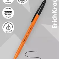Ручка шариковая ErichKrause R=301 Orange Stick, узел 0.7 мм, чёрная