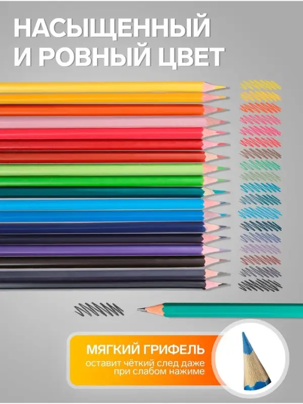 Карандаши Calligrata, цветные, 18 цветов, эконом, шестигранные, пластиковые, пенал-тубус и 2 чернографитных карандаша с ластиком в ПОДАРОК