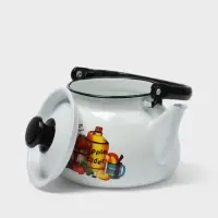 Чайник, 3 л, эмалированная сталь, рисунок МИКС, белый