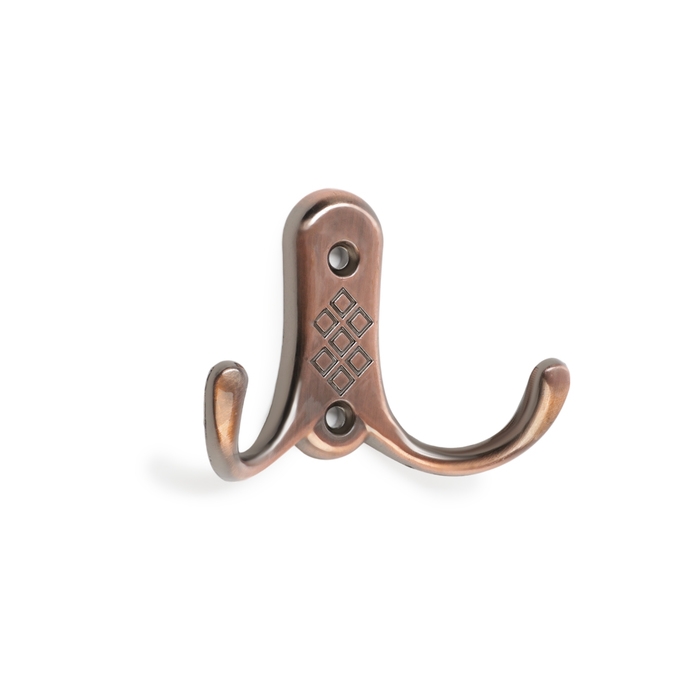 Крючок мебельный ТУНДРА TKD024 LIGHT, двухрожковый, медь Крючок мебельный ТУНДРА TKD024 LIGHT, двухрожковый, медь