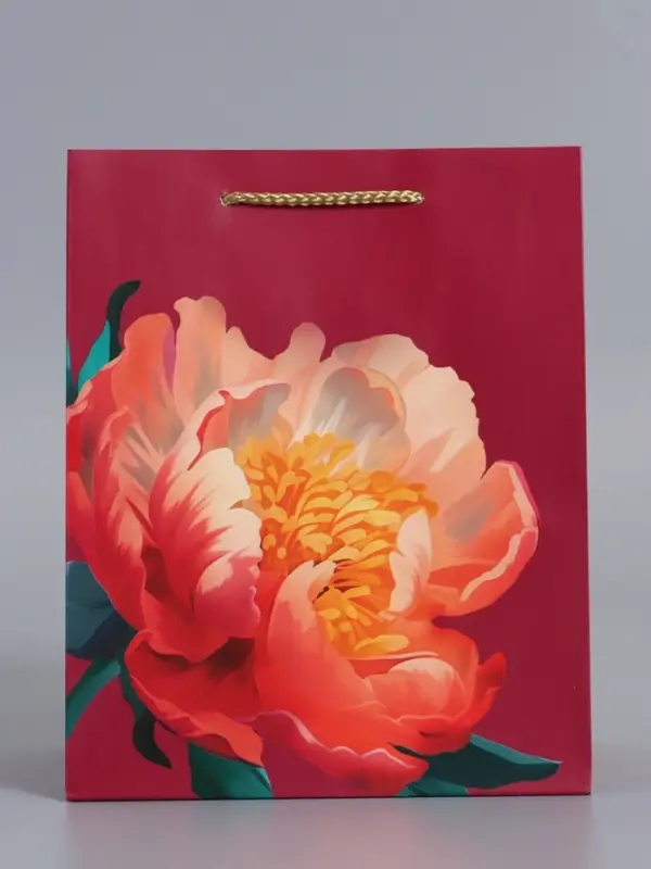 Пакет подарочный ламинированный "Пион" 18 х 22,3 х 10 см