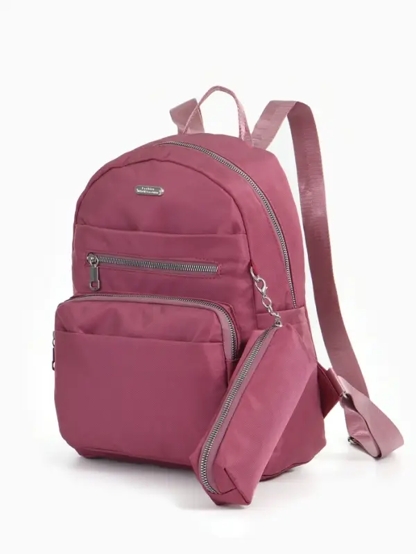 Рюкзак городской, с косметичкой, 5 карманов, бордовый