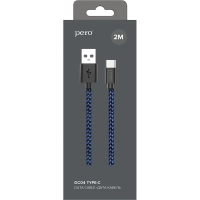 Кабель USB PERO DC-04 Type-C, 3А, 2м, Blue-black (Fast Charge)