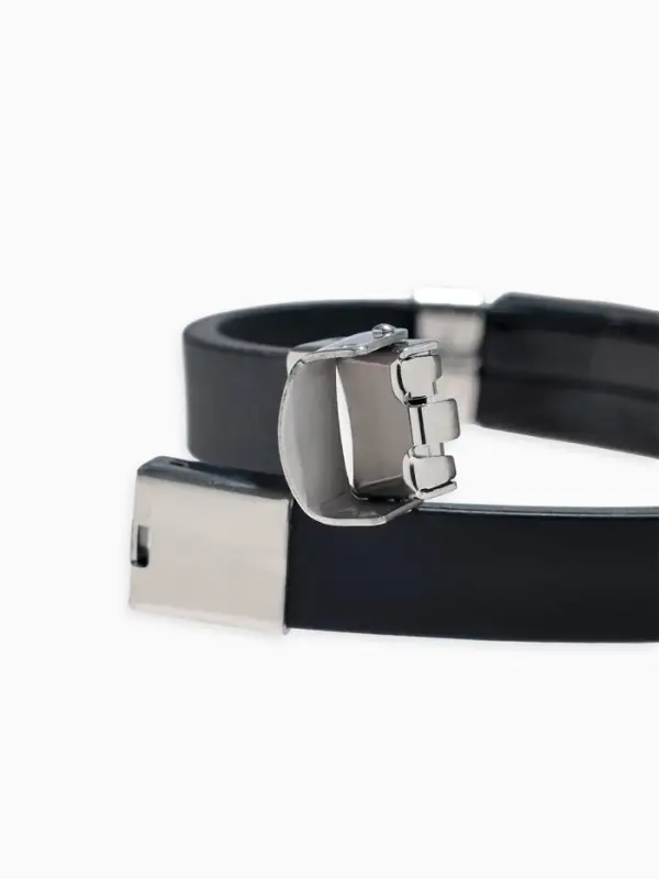 Браслет со стальной вставкой &laquo;Унисекс. Пар&raquo;, L=22 см, чёрный с серебром