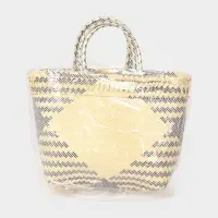 Сумка плетёная, 30&times;15&times;35 см, пластик, бежевая с чёрным