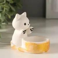 Подсвечник 8,5х7х5,5 см, белый с росписью