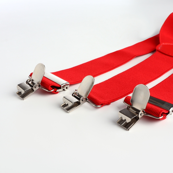 Подтяжки взрослые, ширина 3.5 см, цвет красный Подтяжки взрослые, ширина 3.5 см, цвет красный
