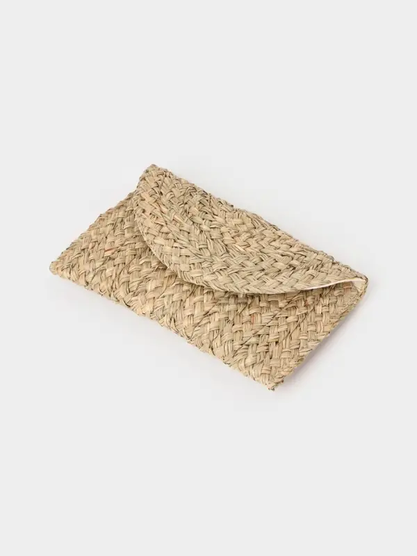 Сумка клатч плетёная из сиграсса, 26&times;16&times;3 см, бежевая