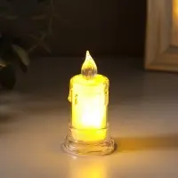 Светодиодная свеча LED - ночник RISALUX &laquo;С подтёками&raquo;, 3&times;LR41, прозрачный, 3.5&times;3.5&times;7.2 см