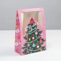 Коробка подарочная новогодняя складная &laquo;Розовые сладости&raquo;, 15 х 7 х 22 см, Новый год