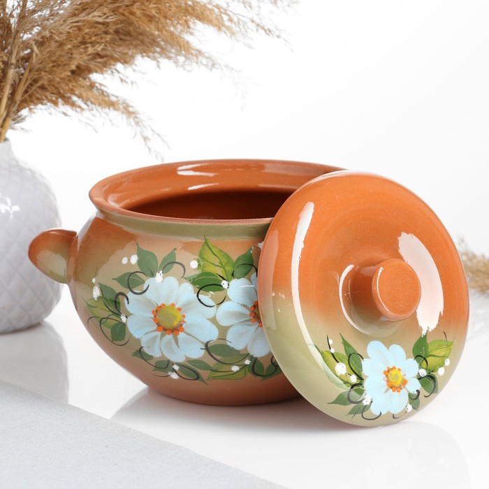 Жаровня  Жаровня "Ромашка" на зелёном, 2л