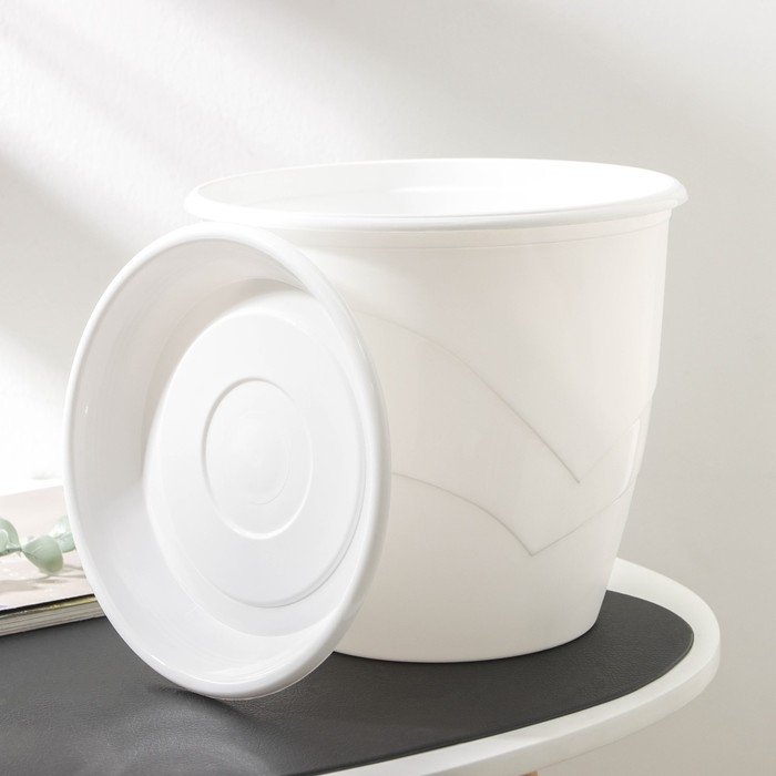 Горшок для цветов с поддоном «Венеция», 5,5 л, d=23 см, белый Горшок для цветов с поддоном «Венеция», 5,5 л, d=23 см, белый